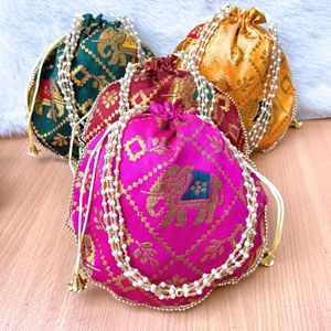 กระเป๋าผ้าฝ้ายปักลายด้วยด้ายจากนักออกแบบของราจาสธานีพร้อมงานโมติมาลาสวยงามต้องแพตติสำหรับงานแต่งงาน - Product Image 6