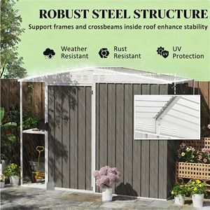 Warm Gray Outdoor Garden Metal Shed for <b>Tool</b> <b>Storage</b> & Organization - Product Image 4