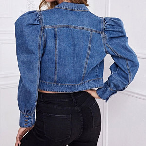 Econex Sports <b>Women's</b> Denim Blouson <b>Jacket</b> Full Sleeve Regular Sleeve Turn-down Collar Washed Cotton Short Length <b>Lightweight</b> - Product Image 6