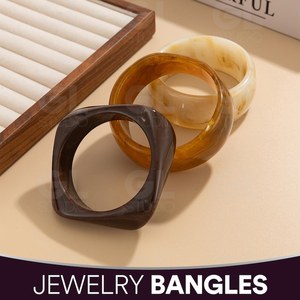 Jewelry Bangles <b>Resin</b> Round Fashion Bracelet Marble Look Unisex Vintage Style - Product Image 4