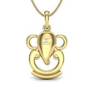 Yellow Gold Diamond Pendant With Round Brilliant Cut Stone Classic Style Unisex Jewelry - Product Image 2