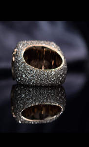 Anillo de cóctel para hombre chapado en oro rosa de 18 quilates con diamantes, engaste pavé, corte baguette, geométrico, de lujo, para uso diario - Product Image 2