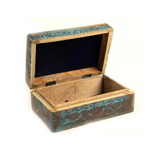 Joyero de madera tallado a mano con patrón de mano Hamsa para almacenamiento de joyas para mujer Opción Múltiple disponible a precio competitivo - Product Image 2