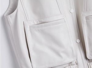 Chaleco de Cuero Genuino para Mujer, Estilo 2026, Calidad Confiable, Lona Impermeable, Triple Botonadura, Colores Personalizados, Logotipo, Alta Calidad - Product Image 5