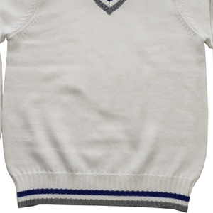 WIDE GREEK HOUSE Cardigan tricoté pour homme, bleu et blanc, à manches longues, boutons recouverts, motif uni, col en V, en Laine/Acrylique, pour l'hiver - Product Image 3