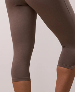 Premium Quality High Waist Calf-Length Yoga <b>Leggings</b> Solid <b>Brown</b> Seamless Spandex Polyester Elastic Waist <b>Women's</b> Pants 180 g - Product Image 5