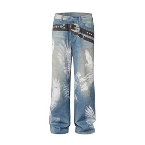 Pantalones Vaqueros Anchos con Estampado de Paloma para Hombre, Estilo Trompe Loeil, Y2K Streetwear, OEM Personalizado - Product Image 1