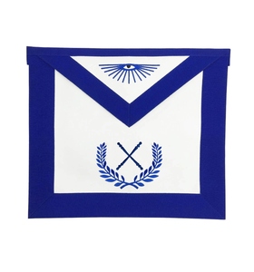 Grembiule Massonico Marshal Blue Lodge Bianco e Blu, Regalia Massonica Premium con Cintura Regolabile - Product Image 1