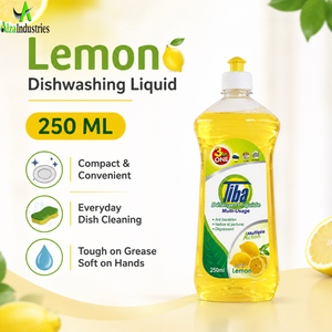 Liquide vaisselle au citron 250 ml |   Dégraissant puissant à forte mousse pour la vaisselle, les ustensiles et les ustensiles de cuisine, nettoyage ménager - Product Image 5