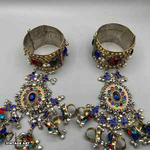 Conjunto de Pulsera y Anillo Tribal Afgano Multicolor Hecho a Mano, Estilo Kuchi Boho, para Boda, Compromiso o Fiesta, con Espejo - Product Image 5