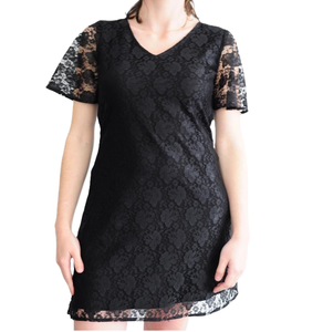 Vestido Corto de Malla con Forro Occidental de Encaje de Flores Suaves Blancas - Product Image 2