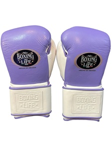 No Boxing No Life Leather Boxing Gloves Purple White Laced Training Gloves Custom Made Unisex Adult Size - Product Image 3