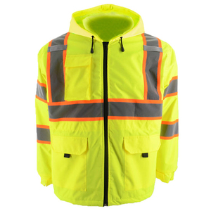 Chaquetas de seguridad reflectantes de alta visibilidad, personalizadas, cálidas, a prueba de viento, para ingeniería, con múltiples bolsillos para hombre. - Product Image 3