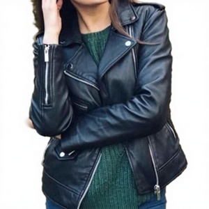 Veste de course d'hiver personnalisée en toile imperméable et coupe-vent de haute qualité, col mandarin, en cuir de veau, tenue de sécurité entièrement noire - Product Image 3