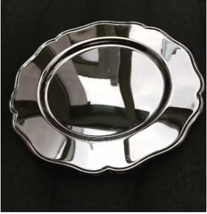New Arrival Fancy Aluminum Eco-Friendly <b>Disposable</b> Charger <b>Plate</b> with Mirror Mosaic Quality Grade Trendy Designed Silver Round - Product Image 5