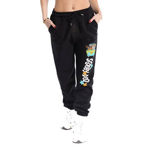 Pantalones de Invierno de Alta Calidad para Mujer, 100% Algodón Orgánico, Estilo Hip Hop, Corte Ancho Regular, Cintura Elástica, Estampado Serigrafiado - Product Image 1