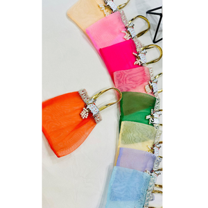 Bolsitas de Organza Mini de 10 Colores |   Bolsa de Regalo para Recuerdos de Boda con Motivo de Vaca |   Bolsa de Joyería Tradicional India con Asa Dorada - Product Image 2