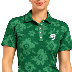 Emerald Green <b>Women</b> Short Sleeve Printed Golf <b>Polo</b> Shirt Floral Pattern Performance Sports <b>Top</b> Custom Wholesale Breathable Golf - Product Image 5