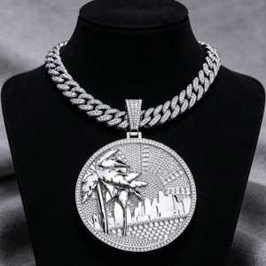 Hiphop 925 <b>Silver</b> Moissanite <b>Pendant</b> with Letter Design Rhodium Plated Themed Charm <b>Men</b> Everyday Wear - Product Image 1