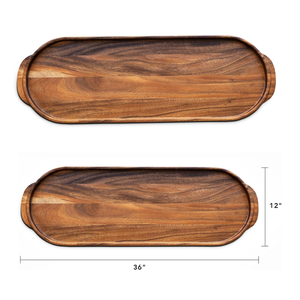 Plateau de service ovale en bois d'acacia, grande taille, pour charcuterie, fromages et apéritifs de fête - Vente en gros usine - Product Image 2