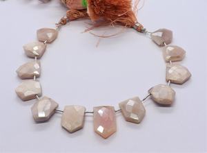 AAA Moonstone Coated Faceted Hut Shape Beads 12x14-14x18 MM Moonstone Hut Gemstone Beads 8 Inch Coated Moonstone Fancy Shape - Product Image 6