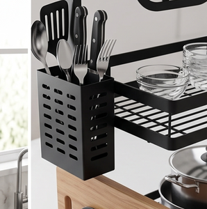 3 Tier Black Polished Metal Spice <b>Rack</b> With <b>Storage</b> Shelves <b>Kitchen</b> Organizer for Cabinet Counter Pantry Home And Garden Use - Product Image 4