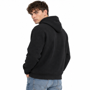 Sweat à capuche en tricot gaufré pour homme, pull personnalisé, sweat à capuche thermique, sweat-shirt décontracté à manches longues, vêtements de sport texturés, streetwear, OEM, ODEM - Product Image 4