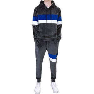 Ensemble de survêtement en velours personnalisé avec logo, veste zippée intégrale et pantalon, 2 pièces, tenue de sport décontractée pour homme – Vente chaude - Product Image 1