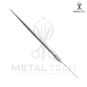 Aiguille de ventilation en acier inoxydable argenté avec poignée moletée en métal, support micro-crochet, outils de précision pour extensions capillaires et toupets - Product Image 3