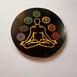 Placa de Piedra Grabada y Pulida con Diseño de Chakra Buda, para Carga Energética, Reiki, Sanación, Meditación, Decoración Espiritual, Regalo, Ángel - Product Image 1