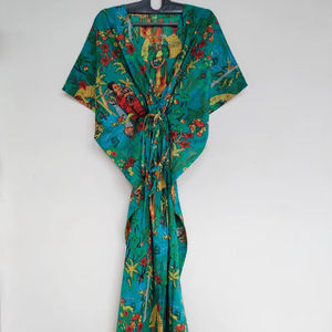 Vestido Kaftan de Algodón Hecho a Mano en India, Ligero, para Playa - Product Image 1