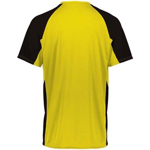 T-shirt sportif pour homme, jaune et noir, manches raglan, séchage rapide, coupe classique, col rond, tricoté en polyester - Product Image 2