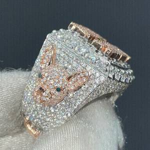 Custom Letter Rhodium Plated 925 Sterling <b>Silver</b> VVS Moissanite Diamond Hip Hop Luxury Statement <b>Ring</b> <b>For</b> Women And <b>Men</b> Wear - Product Image 3