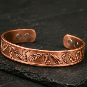 Pulsera Magnética de Cobre con Diseño de Hoja de Helecho, Brazalete Abierto, Joyería Metálica de Moda, Diseño Abierto, Detalles Exquisitos - Product Image 6