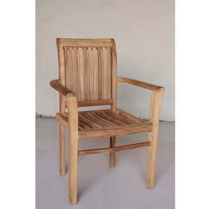 <b>Outdoor</b> Dining Stacking <b>Chair</b> with Solid Teak Wood Frame in Well Sanded Finish - Product Image 1