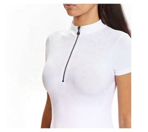 Tela de LICRA de nailon con logotipo personalizado para mujer, Collar negro, cremallera, transpirable - Product Image 4