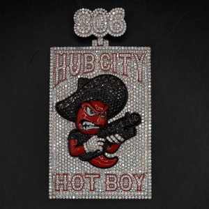 Collar con Colgante Rectangular Hip Hop S925 con Diamante Moissanite Real, Chapado en Oro 3D, Cadena Personalizada para Hombre - Product Image 1