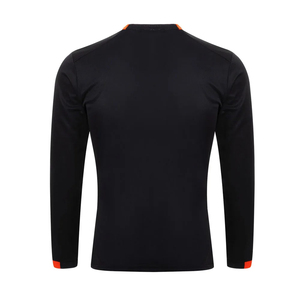 Men's <b>Black</b> <b>Compression</b> <b>Shirt</b> Long Sleeve Athletic Base Layer with Orange Accents for Running Gym Training and Sports - Product Image 6