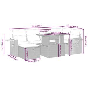 Set Divano da Esterno a 7 Pezzi in Polyrattan Nero con Cuscini - Elegante Arredamento da Giardino - Product Image 4