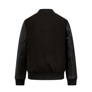 เสื้อแจ็คเก็ตวาร์ซิตี้ปักลายโลโก้แบบกำหนดเอง แขนหนัง สีดำ สำหรับคู่รัก แจ็คเก็ตเบสบอลสำหรับผู้ชาย แจ็คเก็ตเลตเตอร์แมนวาร์ซิตี้ - Product Image 3
