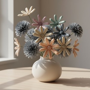 VADEE Premium Dark Blue Star Magnolia 002 Sola Wood Flowers Sustainable Craft Handmade 8-8.5cm Sesbania Plant Stick Home - Product Image 3