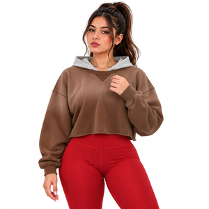 Sudadera Corta Personalizada de 400GSM al por Mayor para Marcas de Ropa Femenina, Suministro de Forro Polar para Boutiques en EE. UU. - Product Image 3