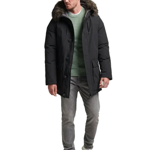 Nouveautés : Parka à capuche pour homme de haute qualité avec fermeture éclair, en tissu imperméable, manteau long rembourré pour l'hiver - Product Image 1