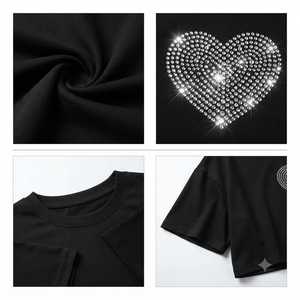 T-shirts courts pour femmes avec patchs imprimés à carreaux personnalisés OEM, 100% coton, manches courtes, respirants, écologiques - Product Image 5