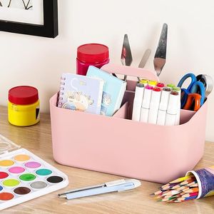 Multi-Use Stackable <b>Plastic</b> Caddy Organizer Handle Stationery Pen Holder for Art Craft Supplies Office Desk <b>Bin</b> <b>Storage</b> - Product Image 4