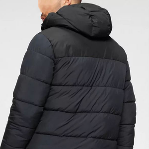 Chaqueta Acolchada Azul con Capucha para Hombre, Estilo Casual de Invierno, Gruesa, con Cierre de Cremallera, Color Sólido, Corte Corto, Ajuste Regular - Product Image 4