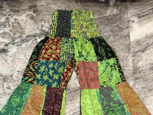 Pantalones Anchos Unisex con Parches Verdes, 100% Algodón, Transpirables, de Cintura Alta, Estilo Bohemio, para Verano - Product Image 4
