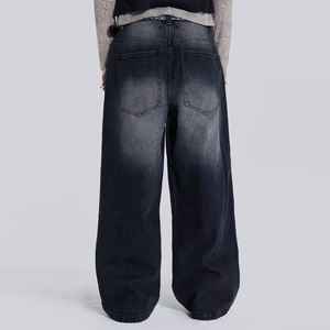 <b>Men's</b> Leg Stonewashed Denim <b>Jeans</b> High Waist Cotton Casual Pants Anti-shrink Midweight Flat Front Button Fly Autumn Style - Product Image 3