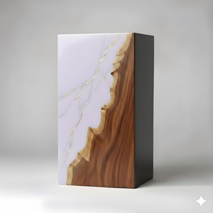 Lavender & Gold Resin Cremation Urn Modern Wood <b>Memorial</b> Keepsake Pure White & Sand Beige Resin Cremation Urn - Product Image 1