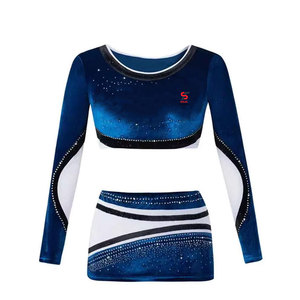 Ensemble de vêtements de scène glamour avec détails en pierres complexes pour groupes, uniforme de cheerleading en strass - Product Image 1